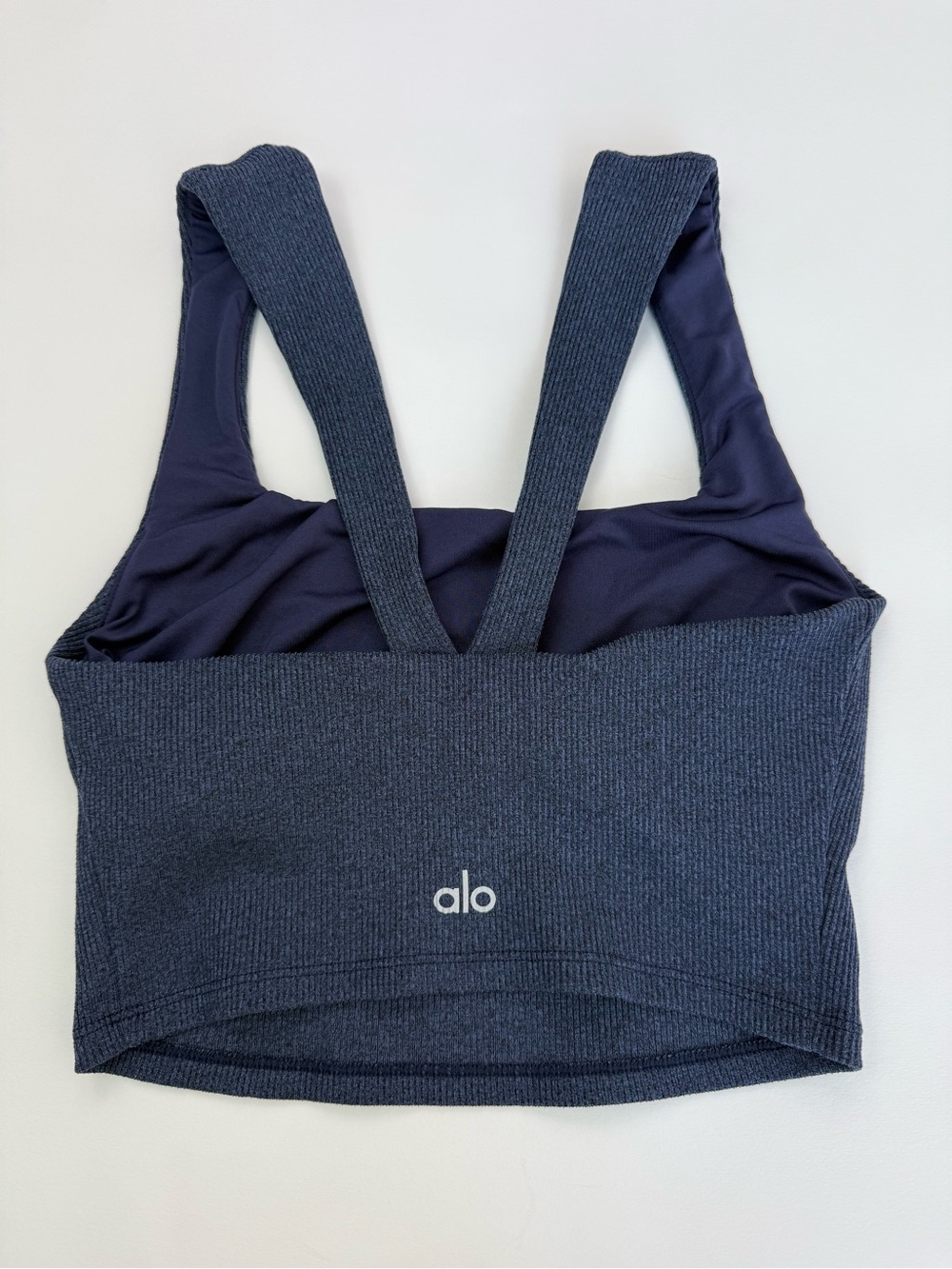 ALO Yoga Alosoft Ribbed Chic Bra Tank - Rich Navy Heather XS
